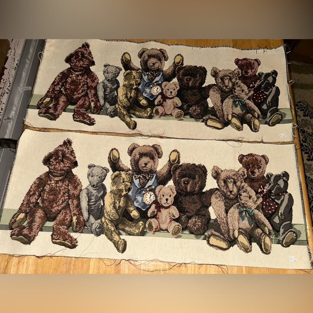 Vintage tapestry classic teddy bear tapestry wall hanging or accent pillows